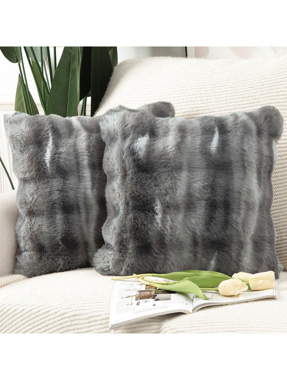 Thick Plush Faux Wool Throw Pillow Covers Soft Boho ONLY 1  1487/bb8-1